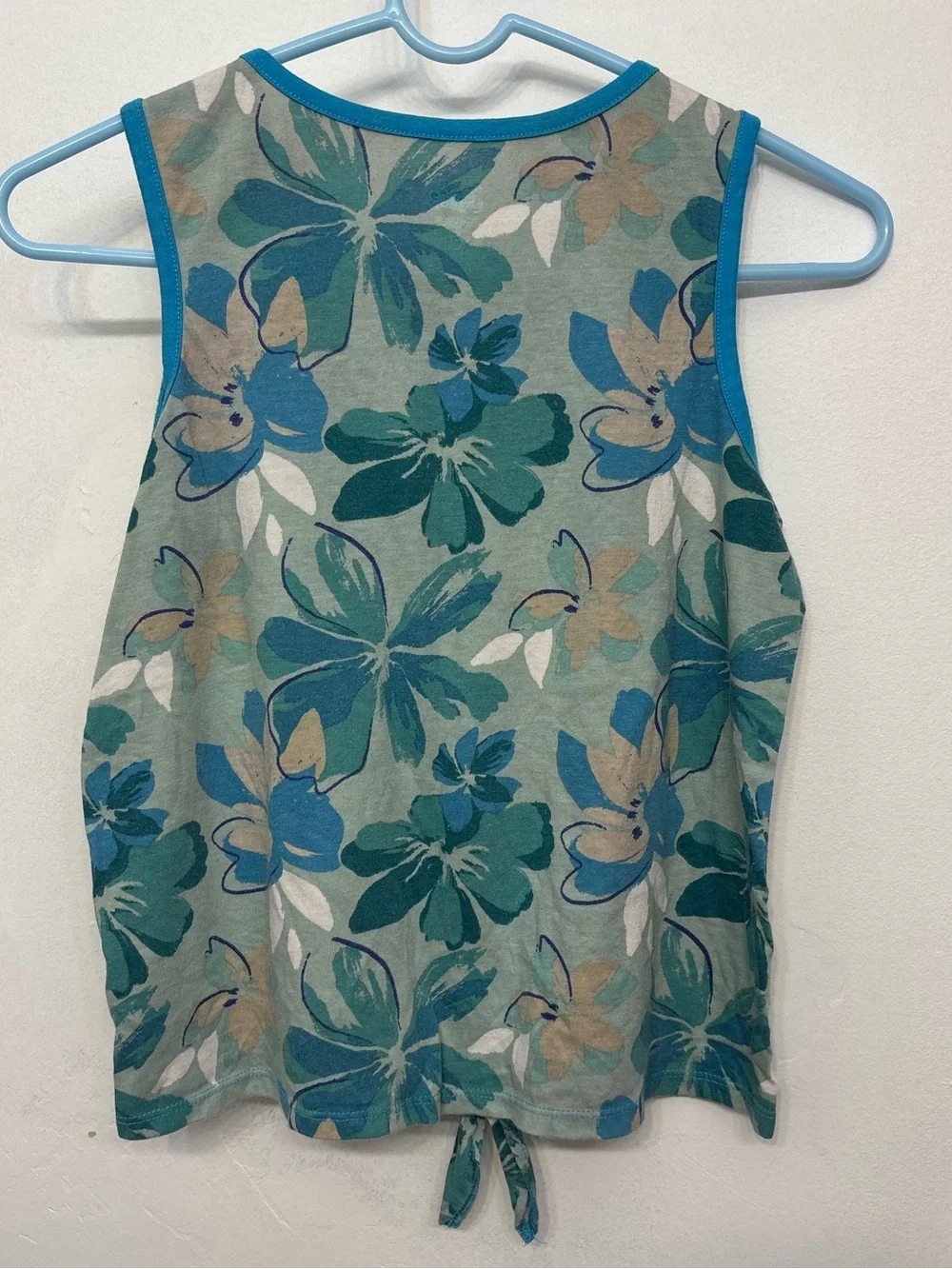 Justice Green & Blue Floral “Justice Surf” Front Tie Tank Top Girls Large 12/14